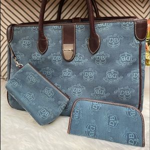 Dooney & Bourke Signature Canvas Leather  Tote with Glasses Case and Pouch
